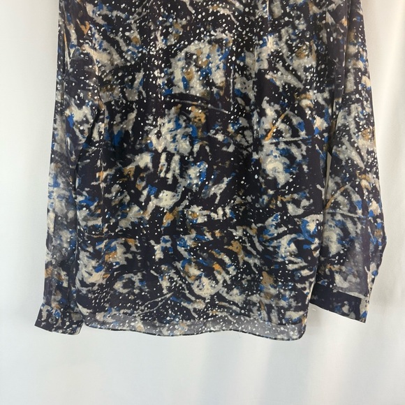 Cabi Starry Night Print Ruffle Button Up Shirt
Size:M Long Sleeve Blouse - Picture 14 of 14